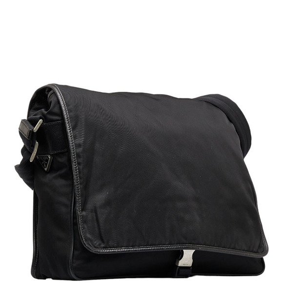 Prada Plate Black Testate Messenger Triangle Bag Shoulder - Picture 1 of 11